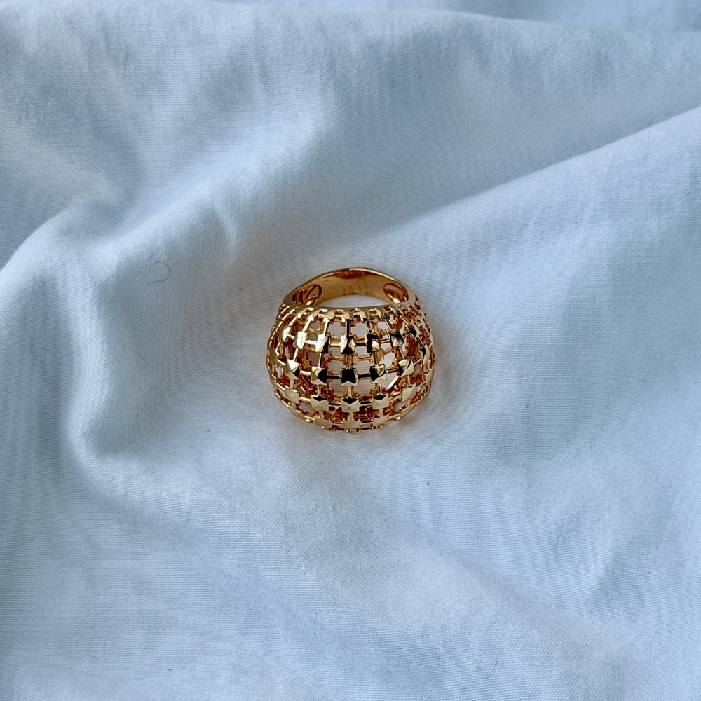Geometric Dome Ring - 18k Gold Plated - Size 6.5